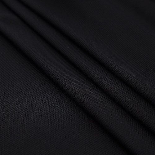 Трикотаж в рубчик 056-17185 черный однотонный