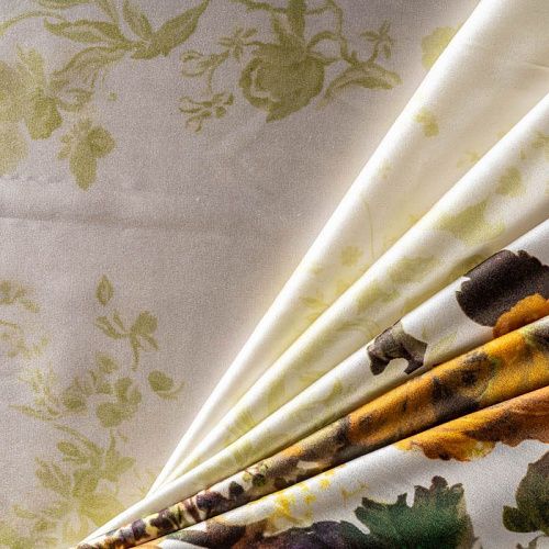 Шелк натуральный К2-394 молочный принтованный