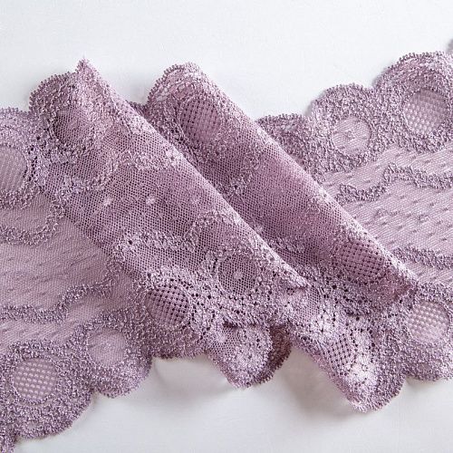 Кружево эластичное 160 мм Ф01-0003 увядающая лаванда 