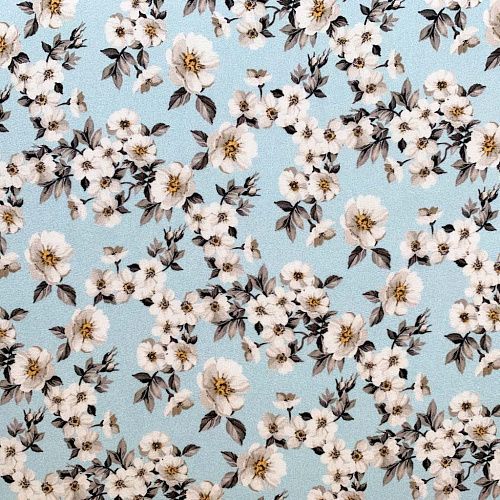 Шелк натуральный К32-151 нежно-голубой принтованный