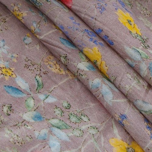 Штапель 069-13791 серо-розовый принтованный