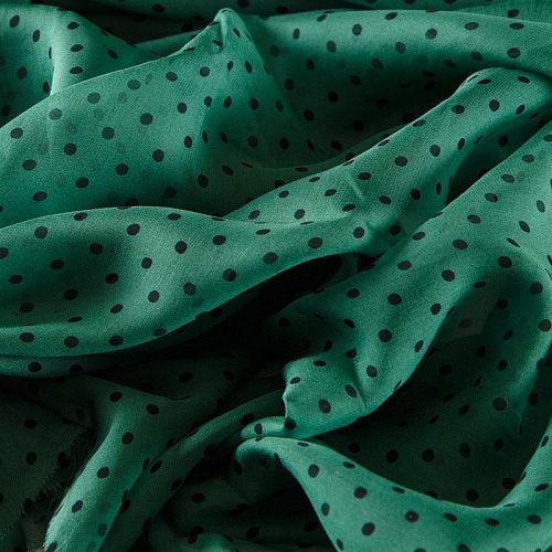 Шифон шелковый 068-12257 зеленый принтованный