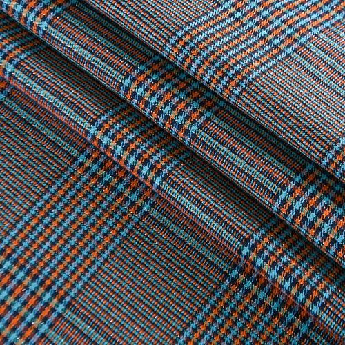 Ткань костюмная с люрексом 025-12235 лазурно-оранжевый