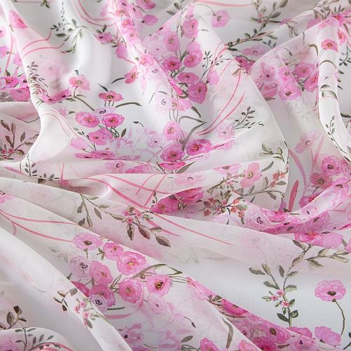 Креп-шифон шелковый 027-19855 белый принтованный