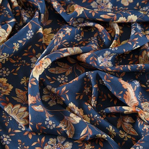 Вискоза 009-12325 темно-синий принтованный