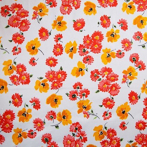 Коттон стрейч 063-12117 белый принтованный