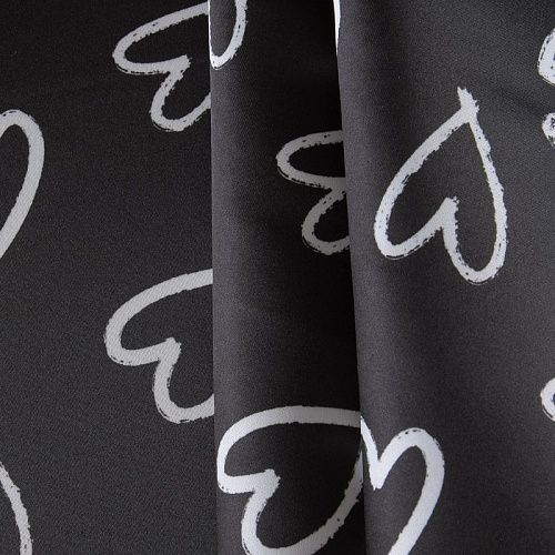 Атлас-тафта 001-11734 черный принтованный