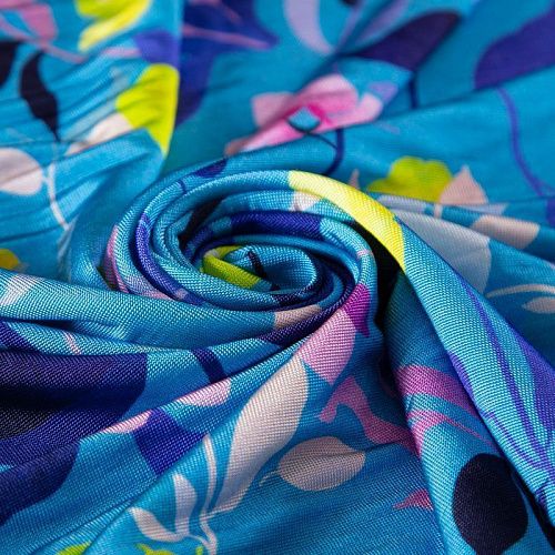 Трикотаж холодный 056-19934 голубой принтованный