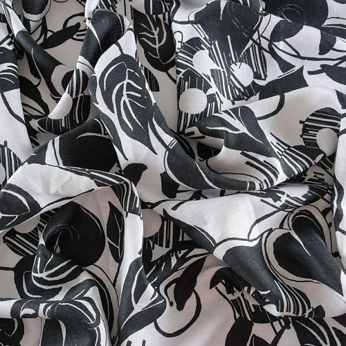 Лен натуральный 035-11766 белый принтованный