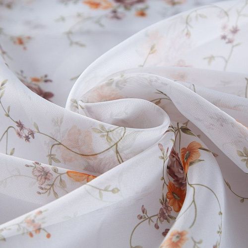 Тюль вуаль без утяжелителя 03-01-13786 белый принтованный