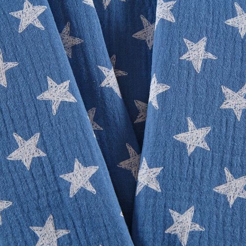 Муслин 071-12335 сине-голубой деним принтованный