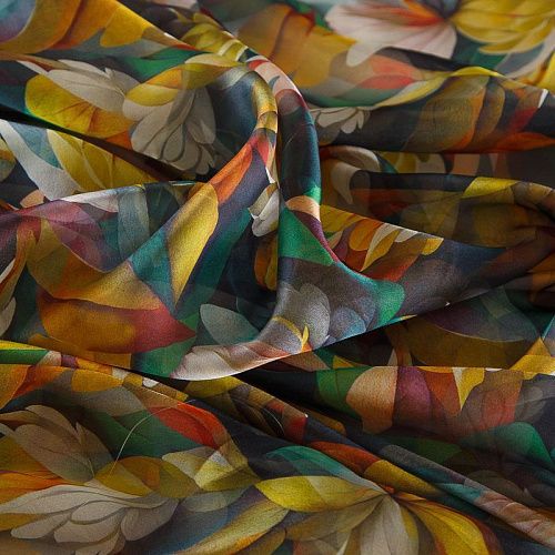 Шифон 068-17453 желто-зеленый мультиколор