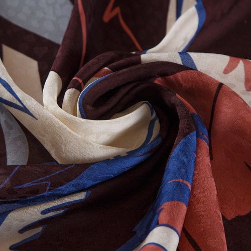 Вискоза жаккардовая 009-16194 марсала принтованный