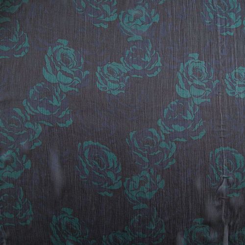 Шифон-жатка шелковый 068-12213 черный принтованный