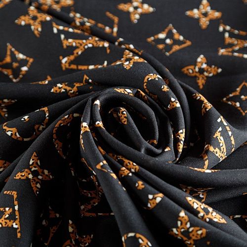 Штапель 069-06805 черный принтованный