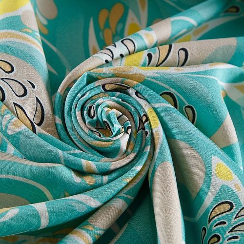 Штапель 069-17432 мятно-бирюзовый принтованный