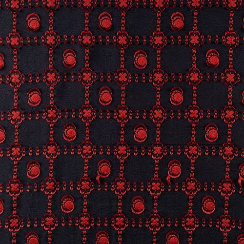 Шелк натуральный К32-519 черно-красный набивной рисунок
