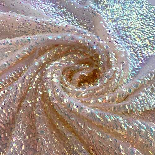 Сетка с пайетками К33-645 абрикосовый