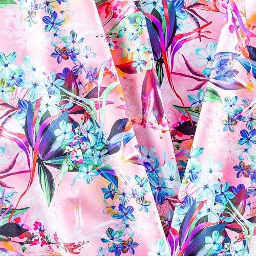 Лайкра 005-01239 розовый принтованный