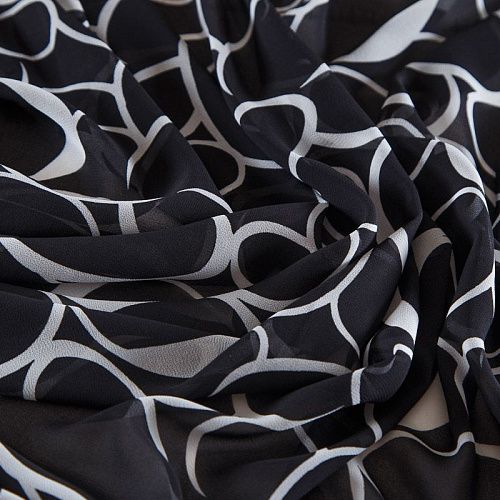 Креп-шифон 027-17944 черный принтованный