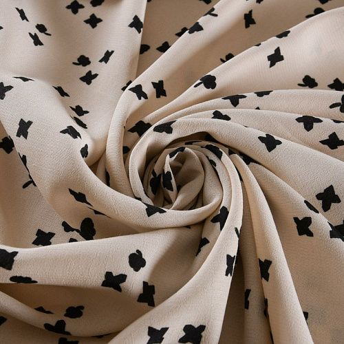 Креп 026-11959 экрю принтованный