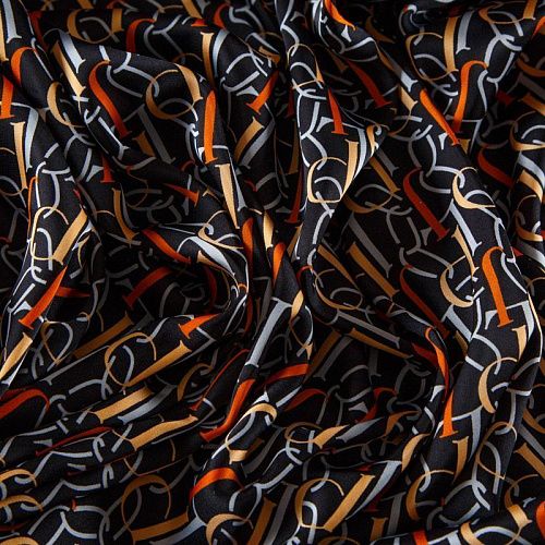 Шелк синтетический 065-13793 черный принтованный