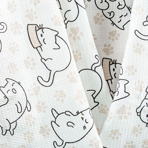 Полотно вафельное 007-03529 белый принтованный