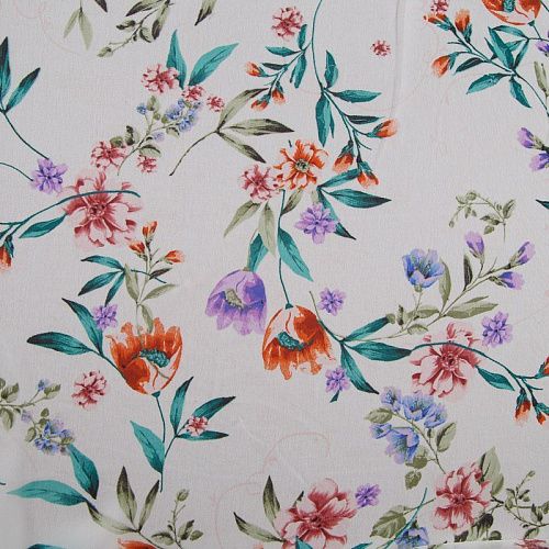 Шифон 068-17422 молочный принтованный