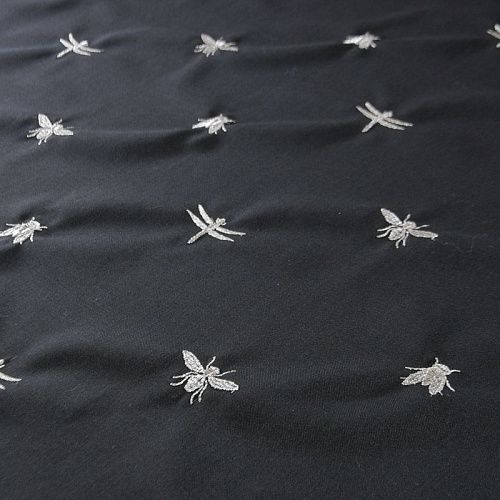 Ткань костюмная с вышивкой 025-12278 черный