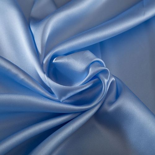 Шелк натуральный атласный 064-19270 голубой однотонный
