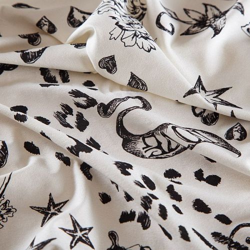 Трикотаж 056-16416 молочный принтованный