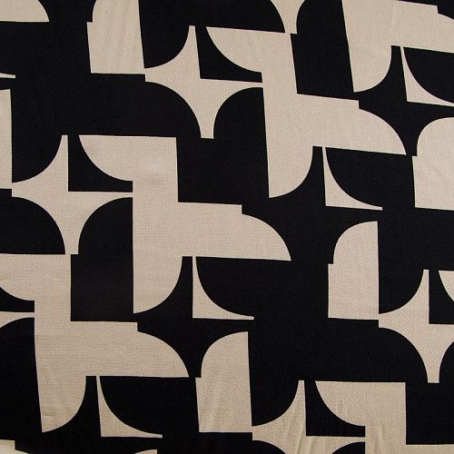 Штапель 069-17437 черно-молочный принтованный