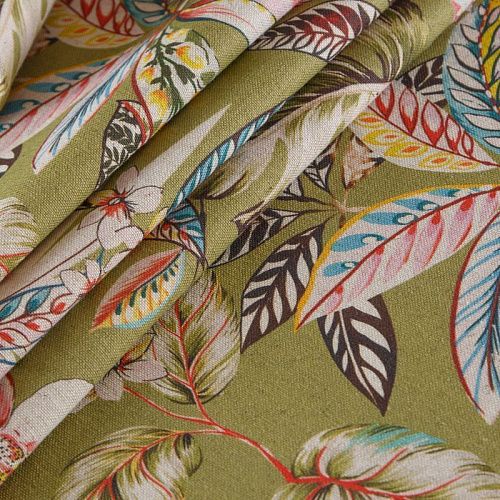 Ткань портьерная H-280 см 19-02-15872 оливковый принтованный