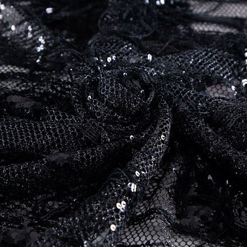 Сетка с вышивкой и пайетками 055-20761 черный