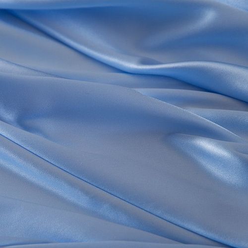 Шелк натуральный атласный 064-19270 голубой однотонный