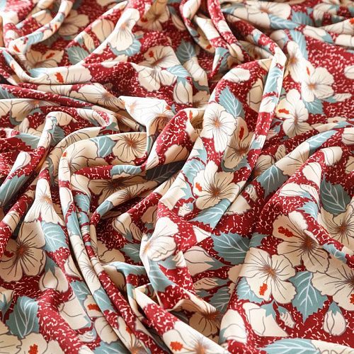 Креп 026-08407 вишневый принтованный