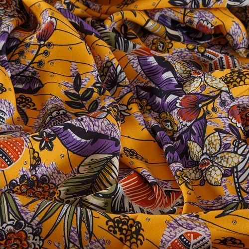 Вискоза 009-16223 шафрановый принтованный