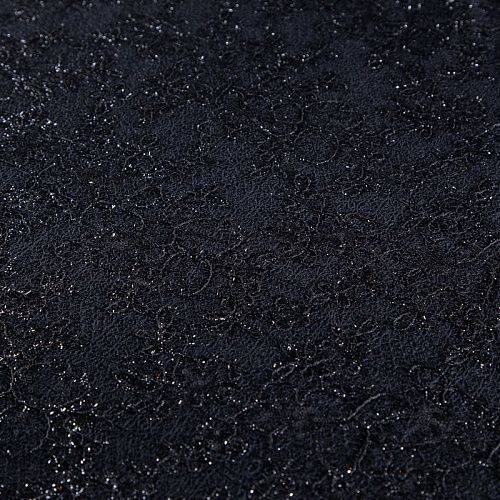 Трикотаж вязаный с вышивкой и пайетками 056-20760 черный