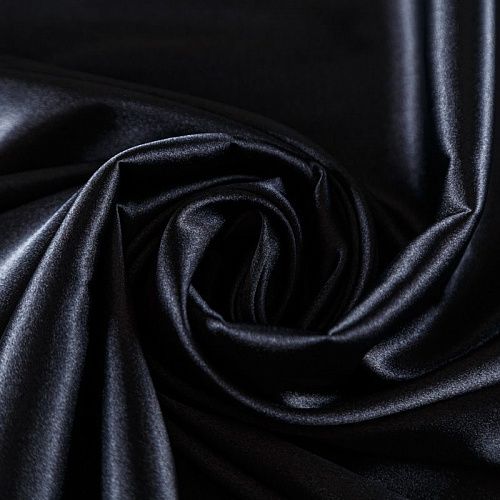 Креп-сатин стрейч 001-09146 черный однотонный
