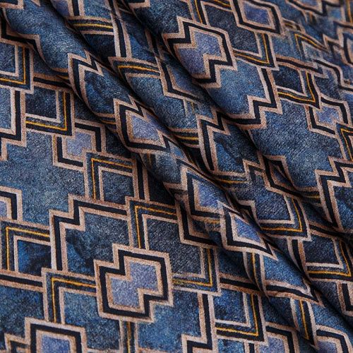 Шелк-штапель 069-17640 серо-синий принтованный