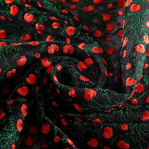 Неопрен-сетка 038-03717 черный с вышивкой