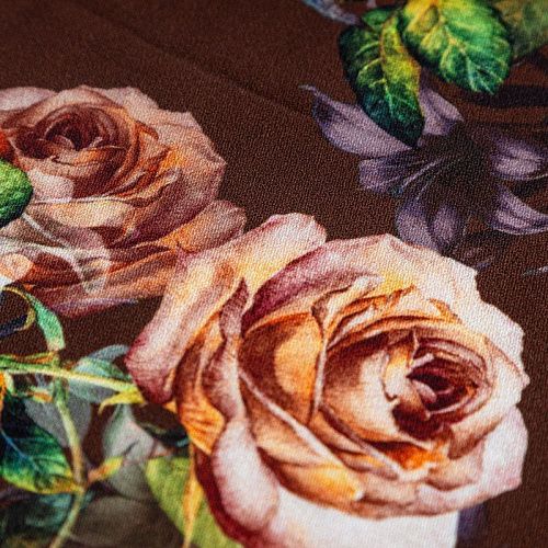 Креп 026-03080 шоколадный принтованный