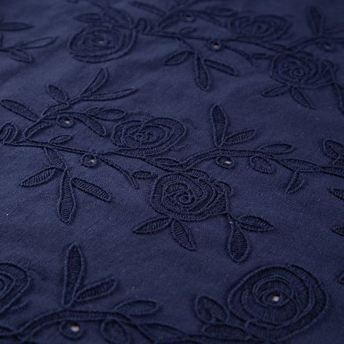 Хлопок с вышивкой 067-20043 темно-синий