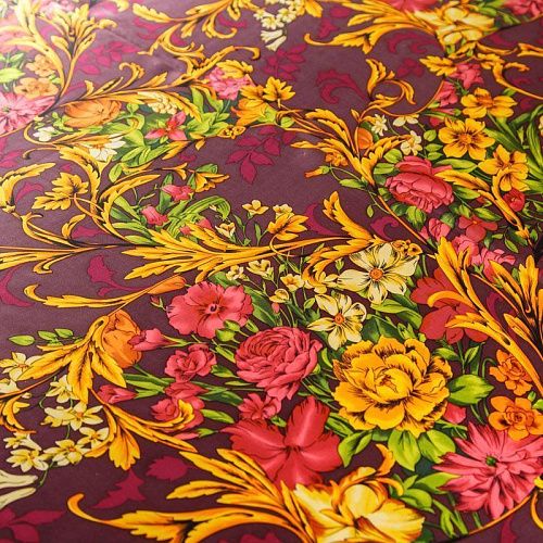 Шелк натуральный К30-246 марсала принтованный