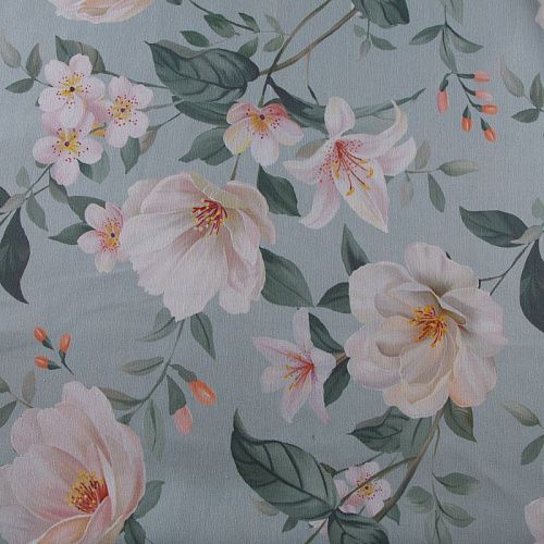 Ткань портьерная H-280 см 19-02-15869 мятно-бирюзовый принтованный