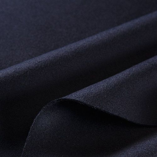 Ткань пальтовая 040-17290 черно-синий однотонный