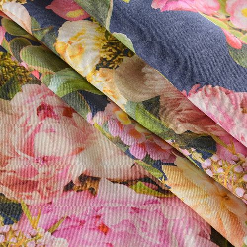 Вискоза 009-12033 пыльно-синий принтованный