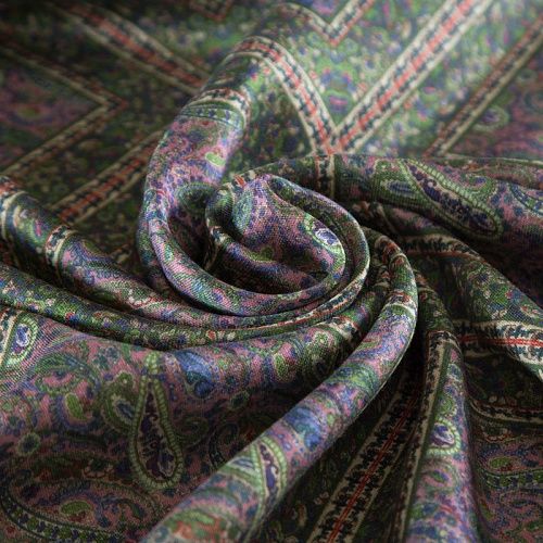 Шерсть-шелк плательная Etro 066-19195 зеленый принтованный