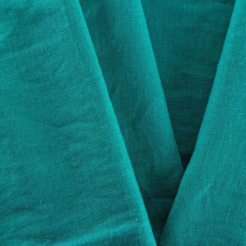 Лен натуральный 035-02790 бирюзово-зеленый однотонный