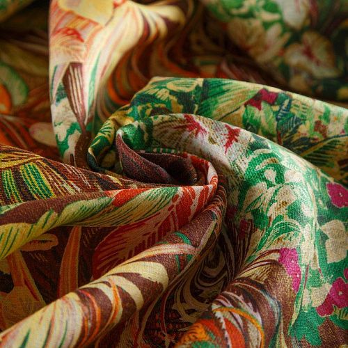 Лен натуральный Salvatore Ferragamo 035-16966 зеленый мультиколор